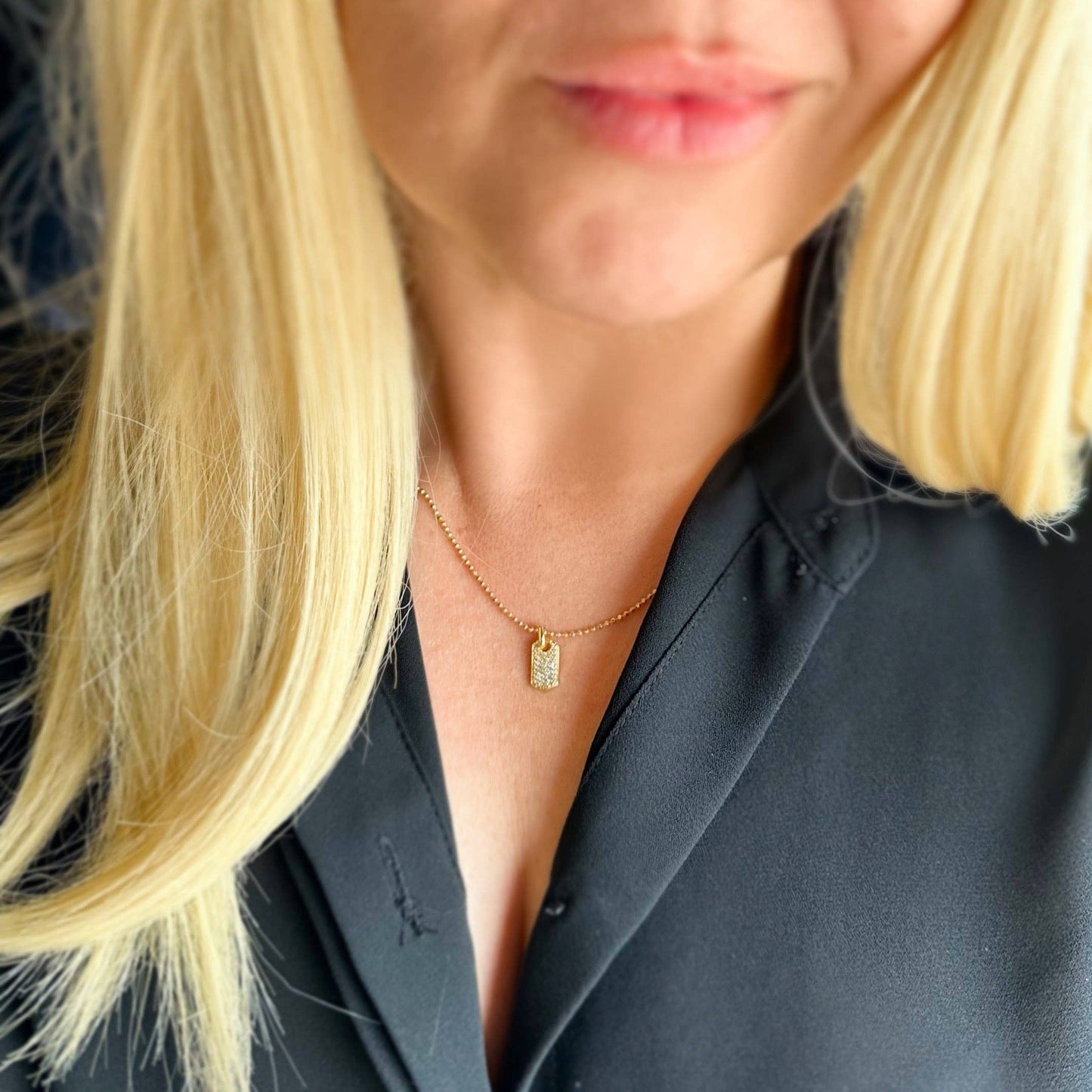 18k Gold Filled Mini Dog Tag Necklace