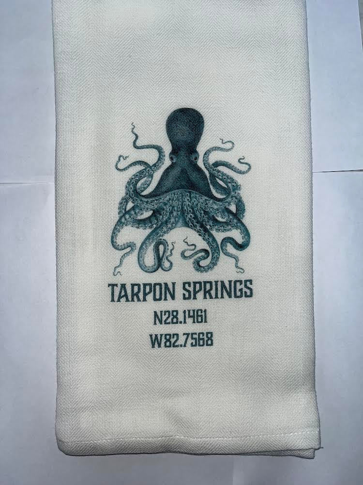 Blue Octopus Tarpon Springs Dish Towel