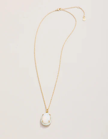 Clara Oval Necklace 18" White Opal