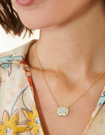 Clara Window Necklace 17" White Opal