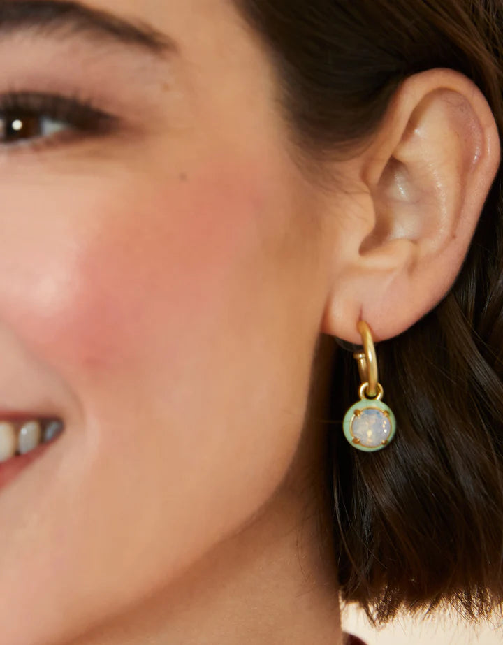 Clara Drop Hoop Earrings White Opal