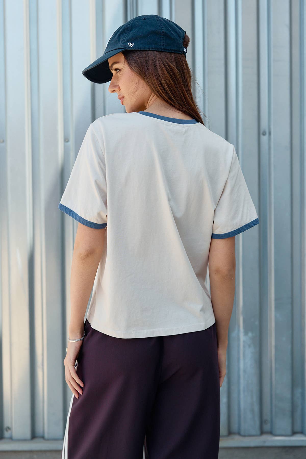 Merci Embroidered Contrast Trim Tee - RTK1166