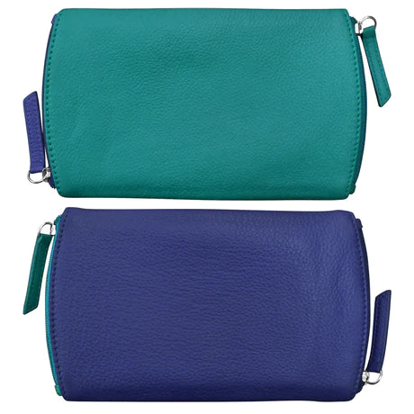 Two Tone Double Zip Eyeglass Case