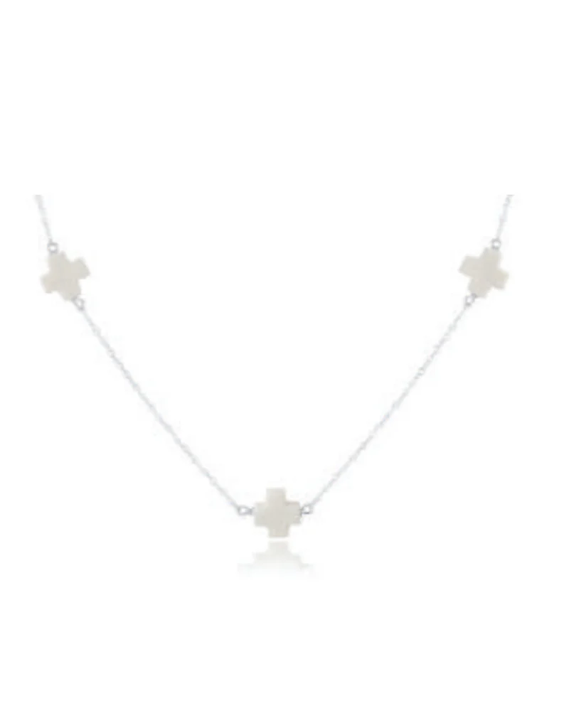 15” Choker Simplicity Chain Sterling- Signature Cross Off-White