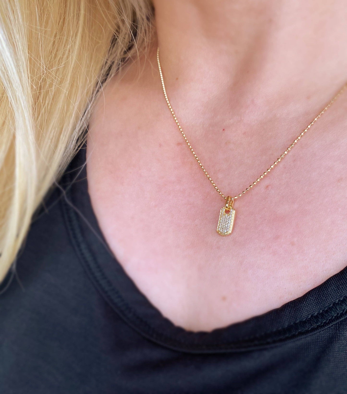 18k Gold Filled Mini Dog Tag Necklace