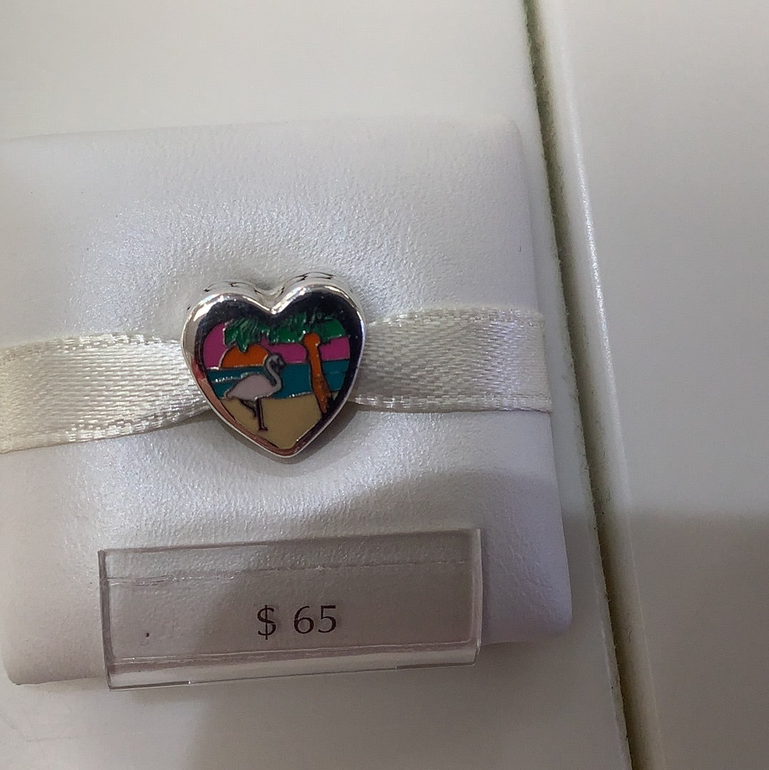 Florida Flamingo Exclusive Heart Charm