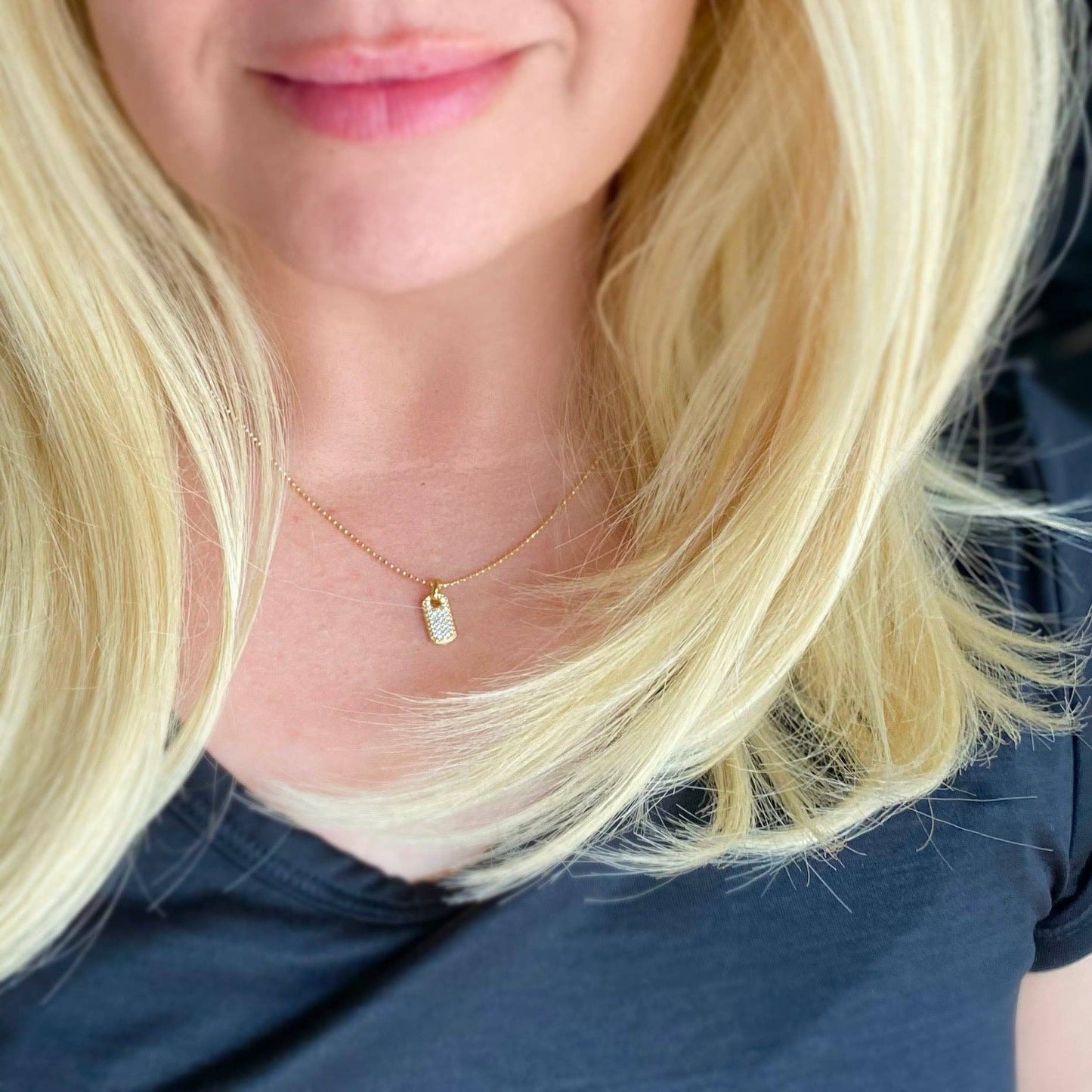 18k Gold Filled Mini Dog Tag Necklace
