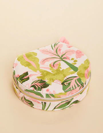 Large Round Jewelry Travel Case Palm Paradise