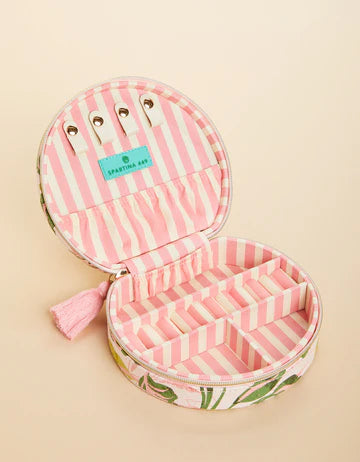 Large Round Jewelry Travel Case Palm Paradise