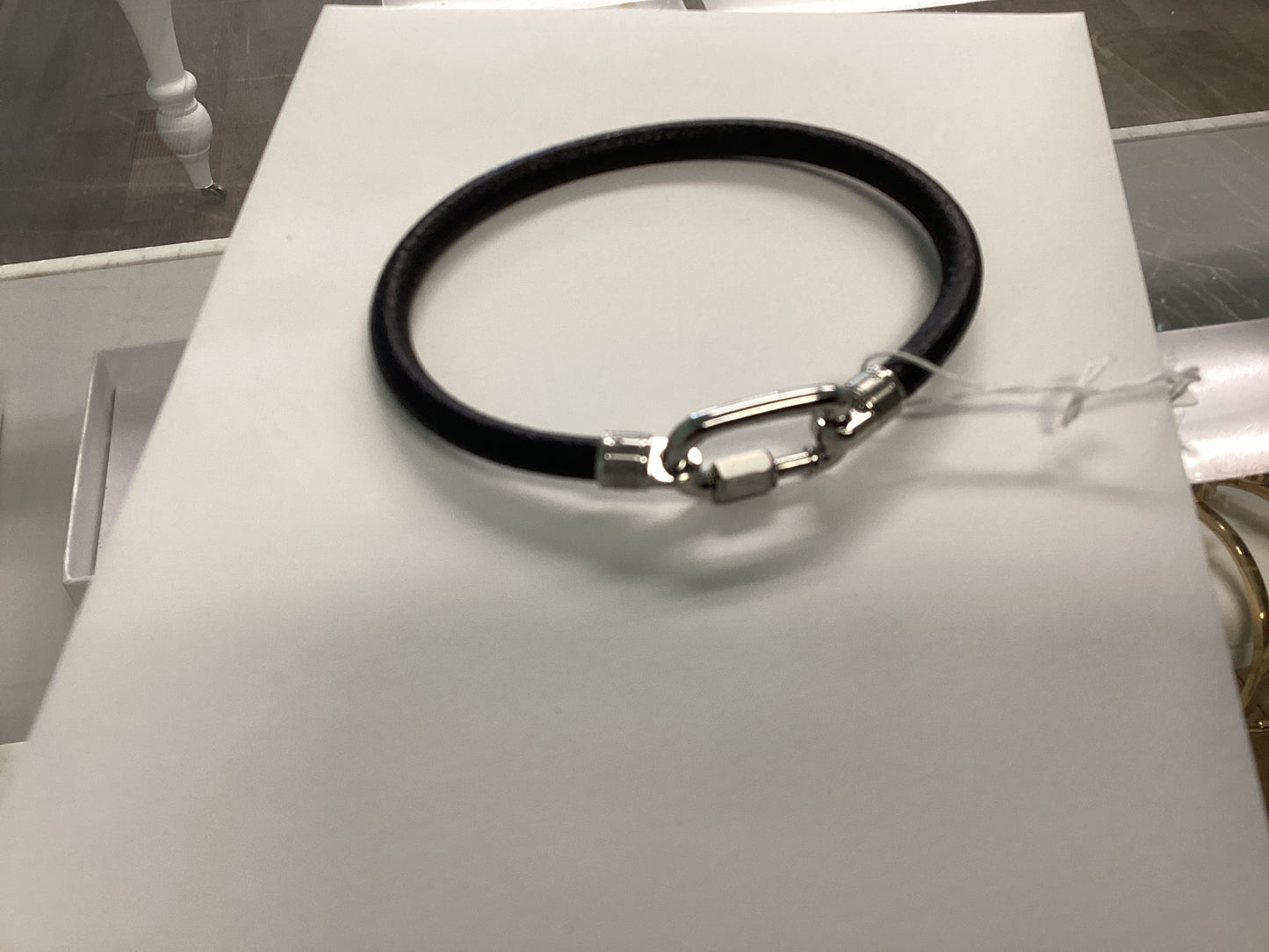 Naxos Black Leather and Steele Bracelet