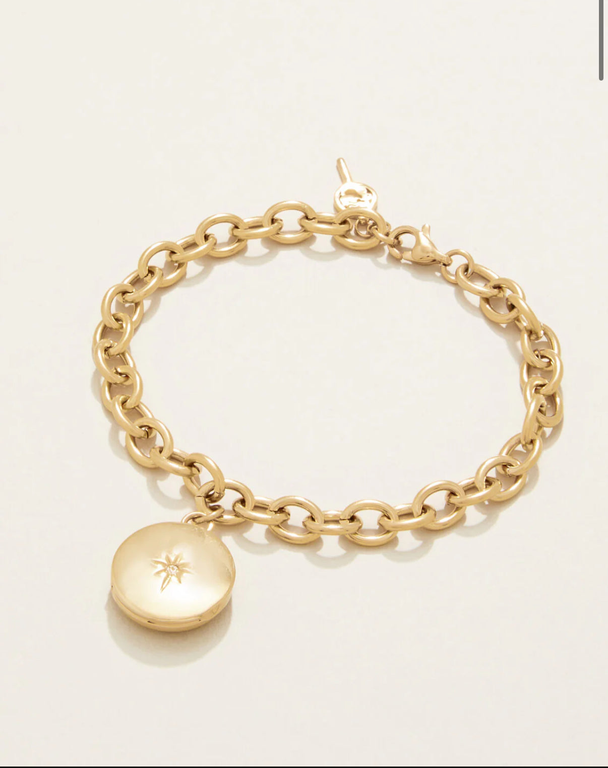 Mini Round Locket Bracelet 7-8" Starburst