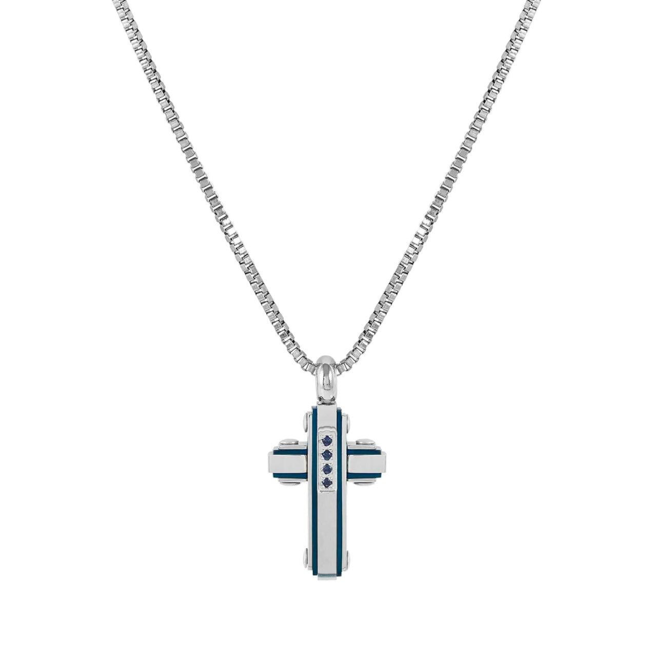 STRONG DIAMOND NECKLACE, CROSS WITH 4 BLUE SAPPHIRES
COLLECTION STRONG