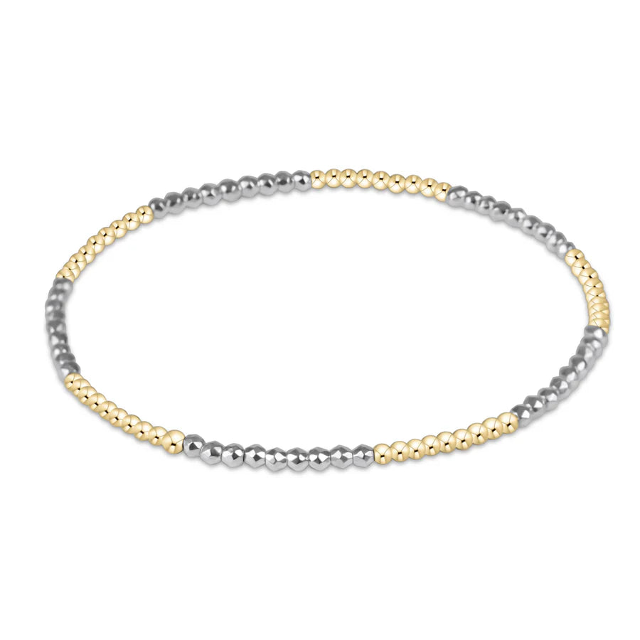 Blissful Pattern 2mm Bead Bracelet - Bright Silver Faceted Hematite