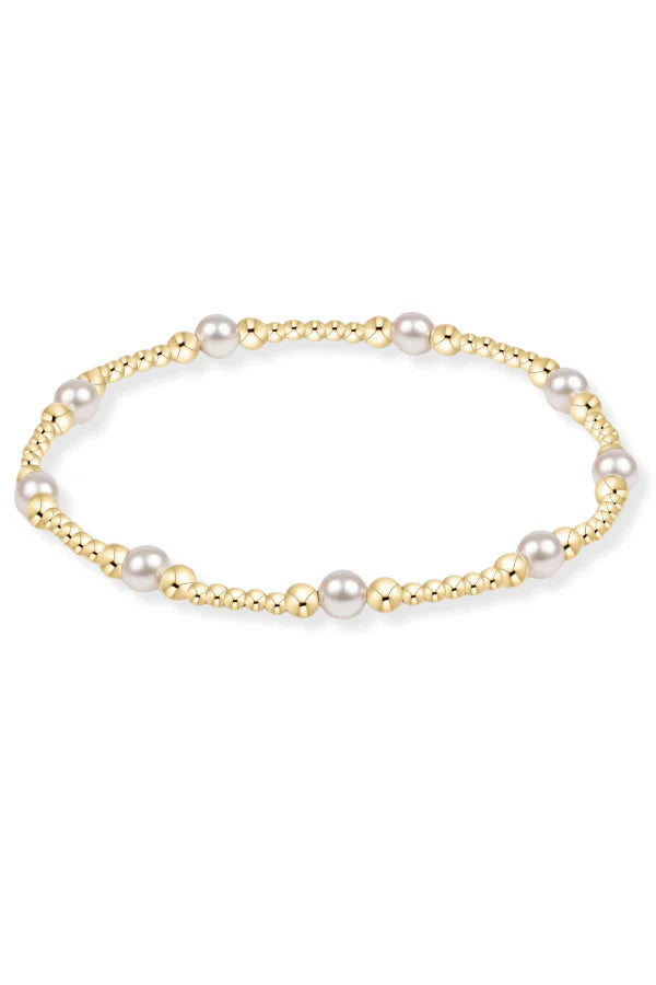 Classic Purpose Pattern 4mm Bead Bracelet - Pearl