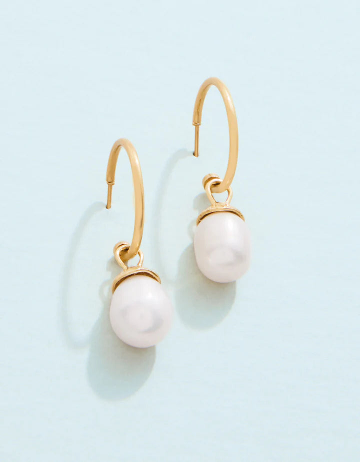 SP Bluffton Pearl Convertible Hoop Earrings Pearl