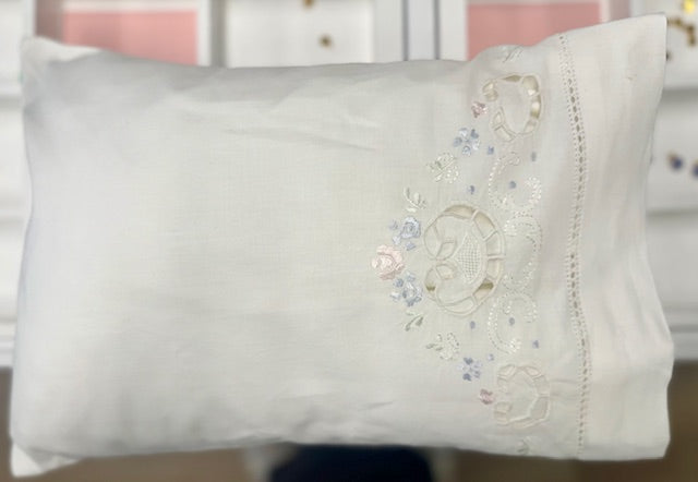 Pillow With Crest- White