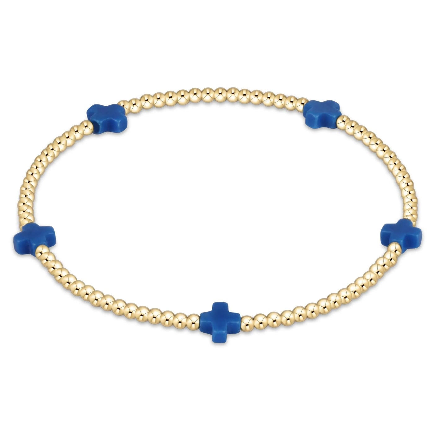 signature cross small gold pattern 2mm bead bracelet