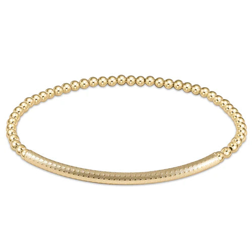 Bliss bar textured 3mm bead bracelet - gold