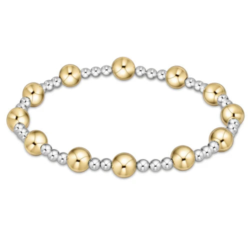 classic sincerity pattern 6mm bead bracelet - mixed metal - extend