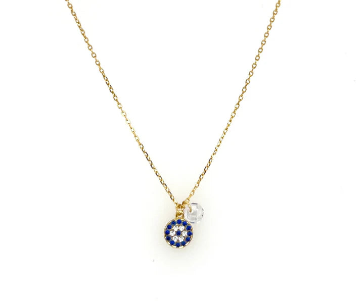 Evil Eye "Athena + Crystal" Sapphire CZ Necklace