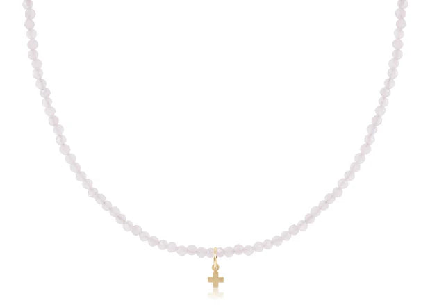 Gemstone 15" Choker Small Cross-Moonstone