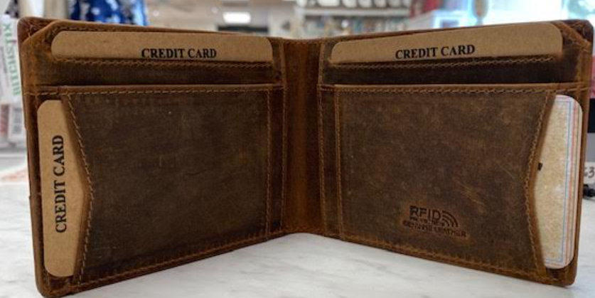 Distressed leather Bifold Wallet