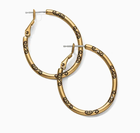 Oval Gold Hoop Charm Earrings
