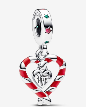Candy Cane Sterling Silver Dangle