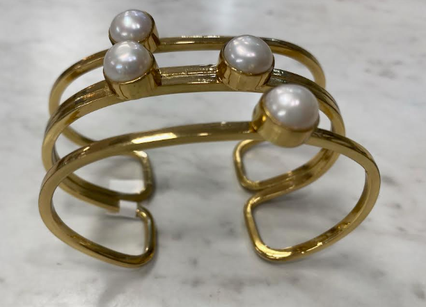 Brass and Pearl triple Cuff