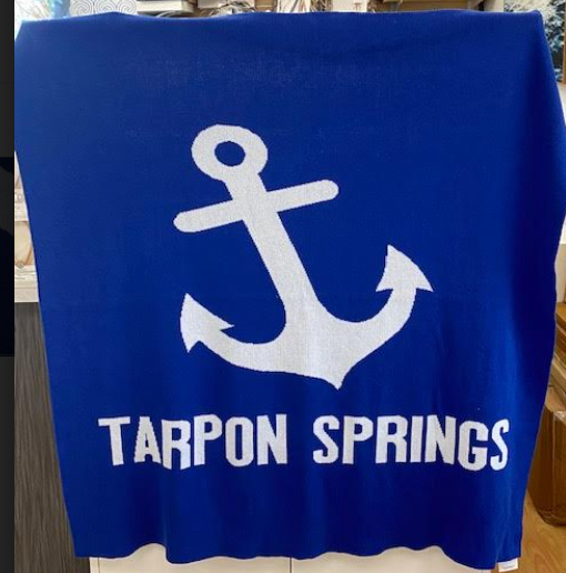 Tarpon Springs Knit Anchor Throw