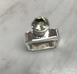 Square Sterling silver and Green Amethyst Ring