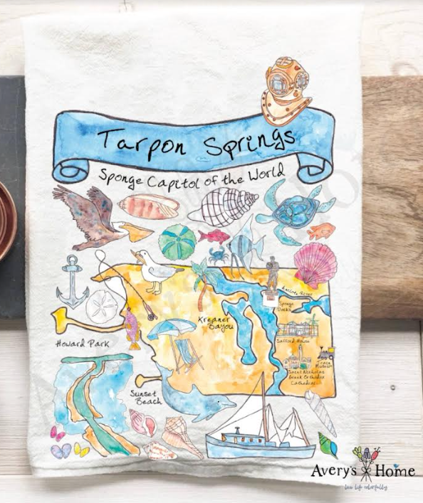 Tarpon Springs Custom Kitchen Towel with helm