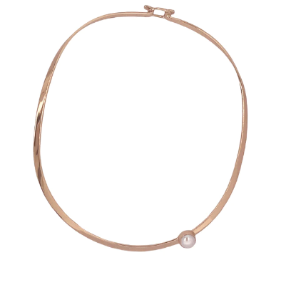 FUSION FRESHWATER PEARL OVAL NECK WIRE NECK WITH CLASP