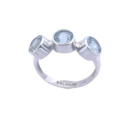 STERLING SILVER TRIPLE BLUE TOPAZ RING