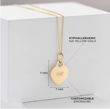 14K YG Heart Tag ID Children's Necklace