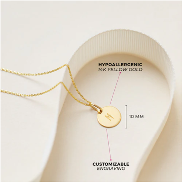 14k YG Petite Classic Engravable Circle Children's Pendant Necklace