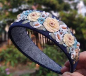Floral Embroidered Wide Headband
