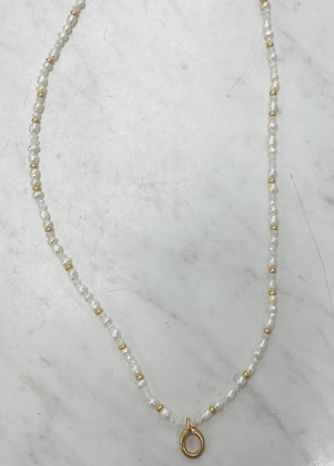 Sparkly Pearl Charm Necklace