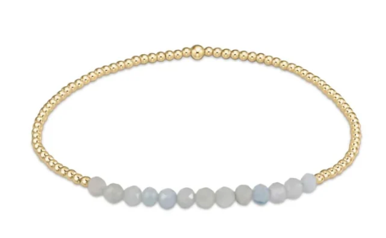 Gold Bliss 2mm Bead Bracelet Aquamarine
