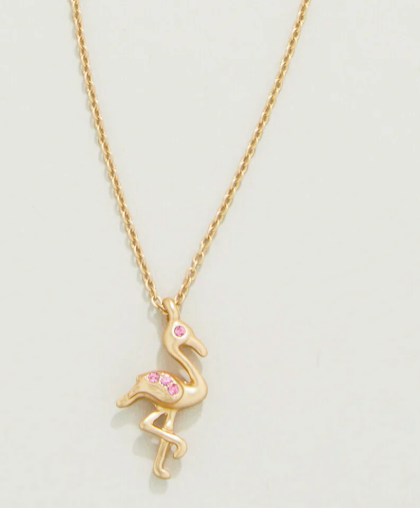 Greetings From FL Flamingo 18Kt Gold Plated Necklace