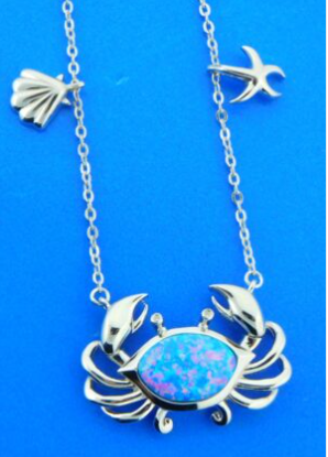 Alamea Crab Necklace, Sterling Silver & Opal