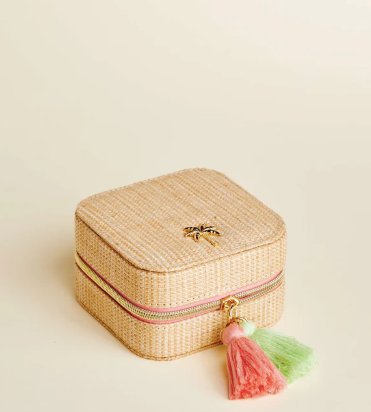 Boho Jewelry Mirror Travel Case Palm Tree