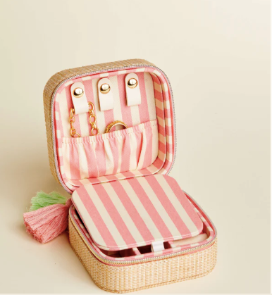 Boho Jewelry Mirror Travel Case Palm Tree