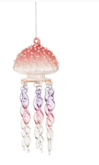 Pink Jellyfish Beaded Ornament