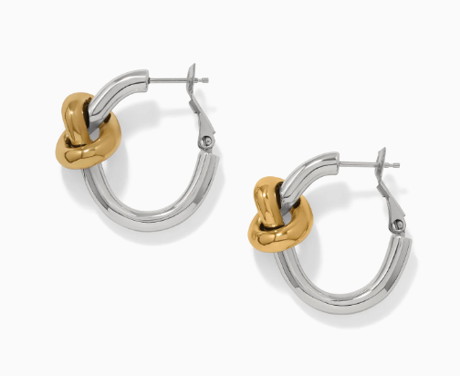 Interlok Single Knot Two Tone Hoop Earrings