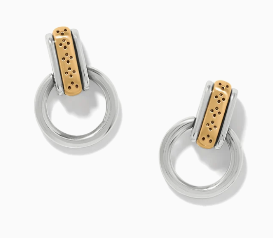 Mosaic Two Tone Mini Post Drop Earrings