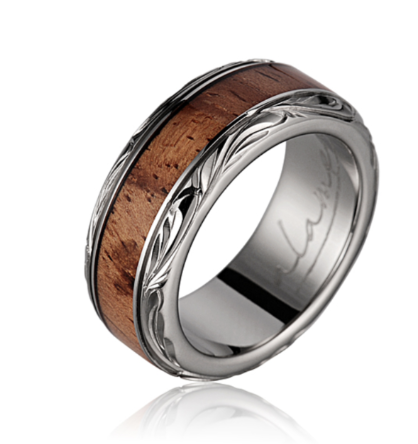8mm Fancy Titanium Koa Ring