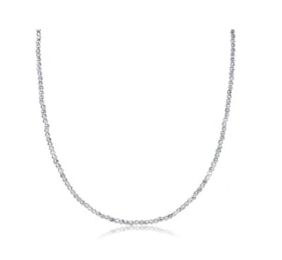 15" CHOKER BRIGHT SILVER FACETED HEMATITE 2MM BEAD