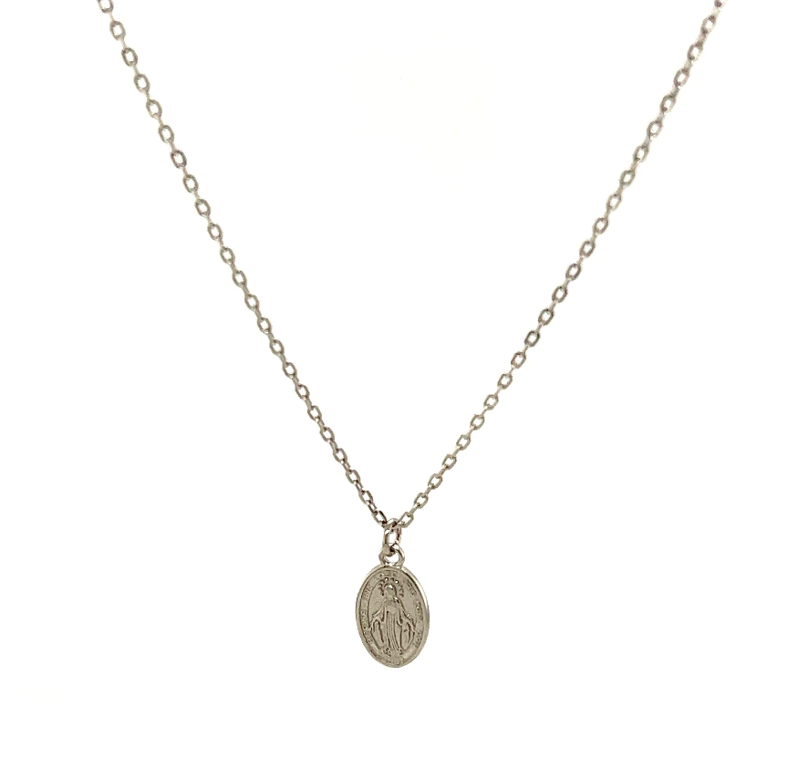 Classic Virgin Mary Necklace-Silver