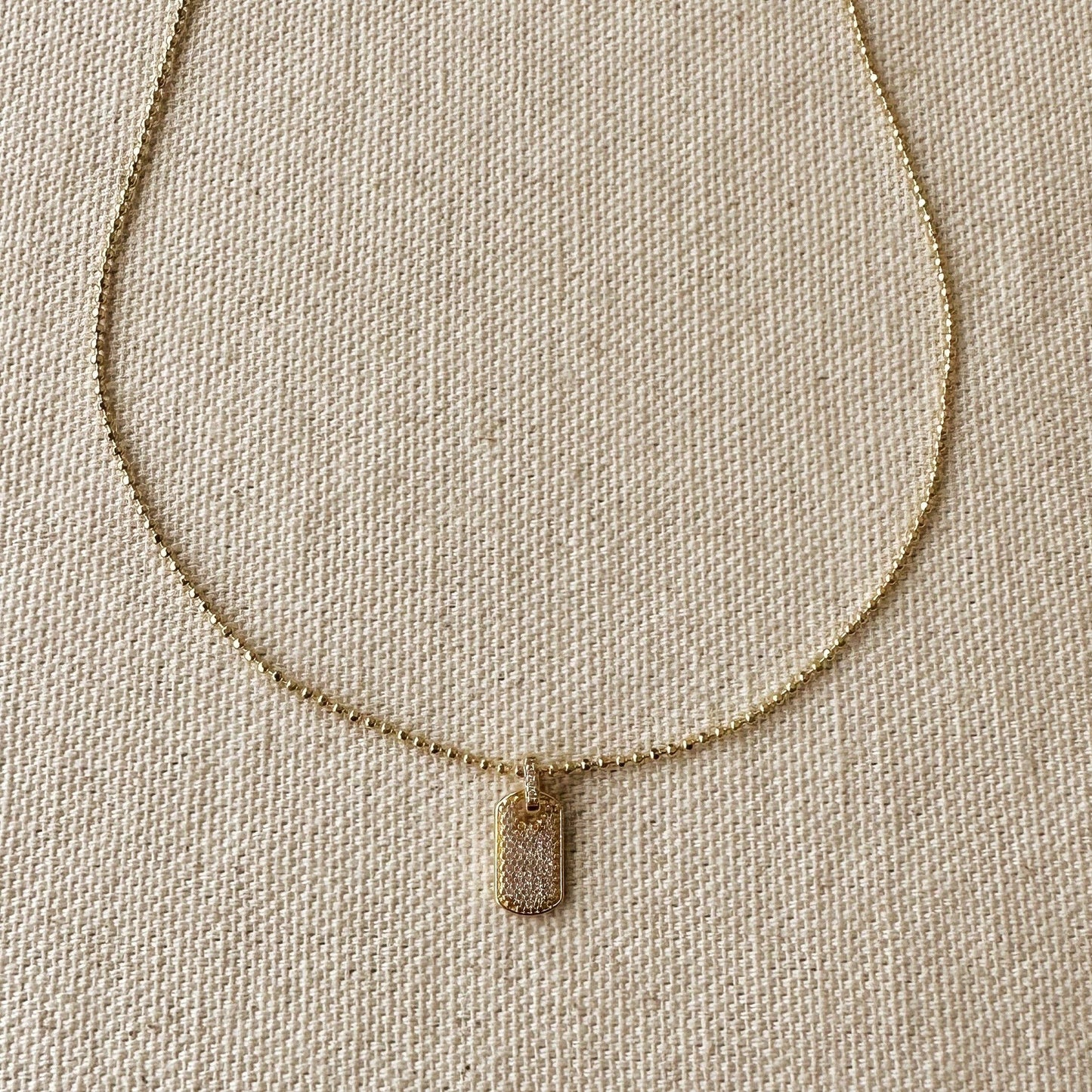 18k Gold Filled Mini Dog Tag Necklace
